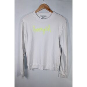 Lingua Franca x Stateside Women's Medium White Neon Green Booyah Sweatshirt‎